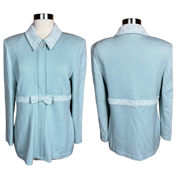 St. John Evening Santana Knit Coquette Sequin Pearl Crystal Embellished Jacket 8 - Picture 1 of 15